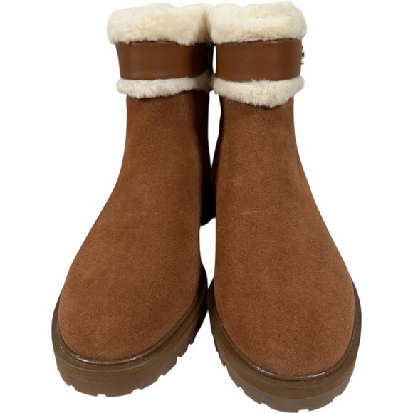 Kate Spade Bailee Winter Boots 8B Brown Warm Gingerbread Leather Suede KA166 - Picture 3 of 12